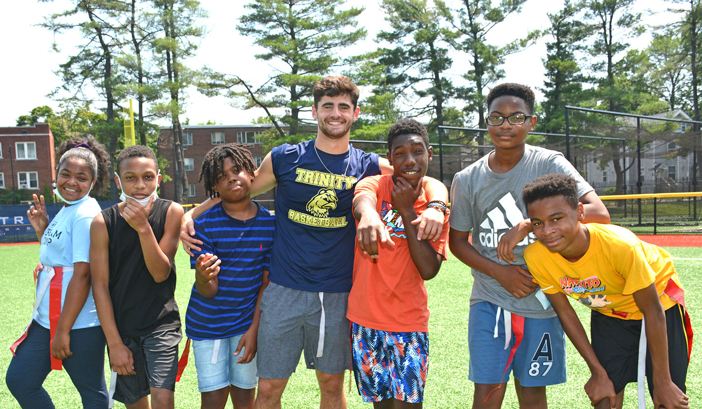 Group of Trinity campers with their counselor