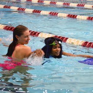 student swimming