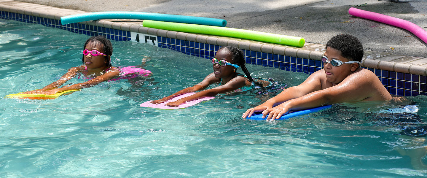 Campers in pool