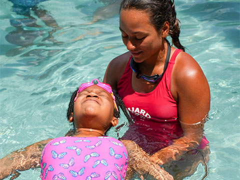 Swimming with an instructor